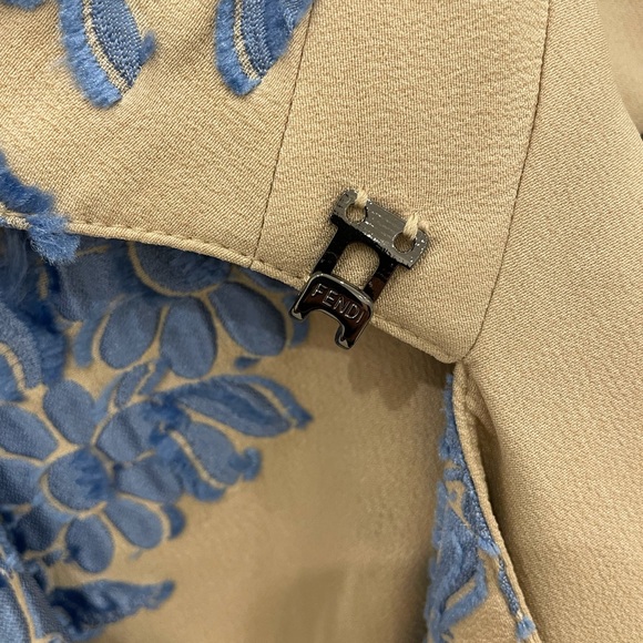 Fendi Fil Coupe Embroidered coat trench sz 48 - Picture 12 of 12